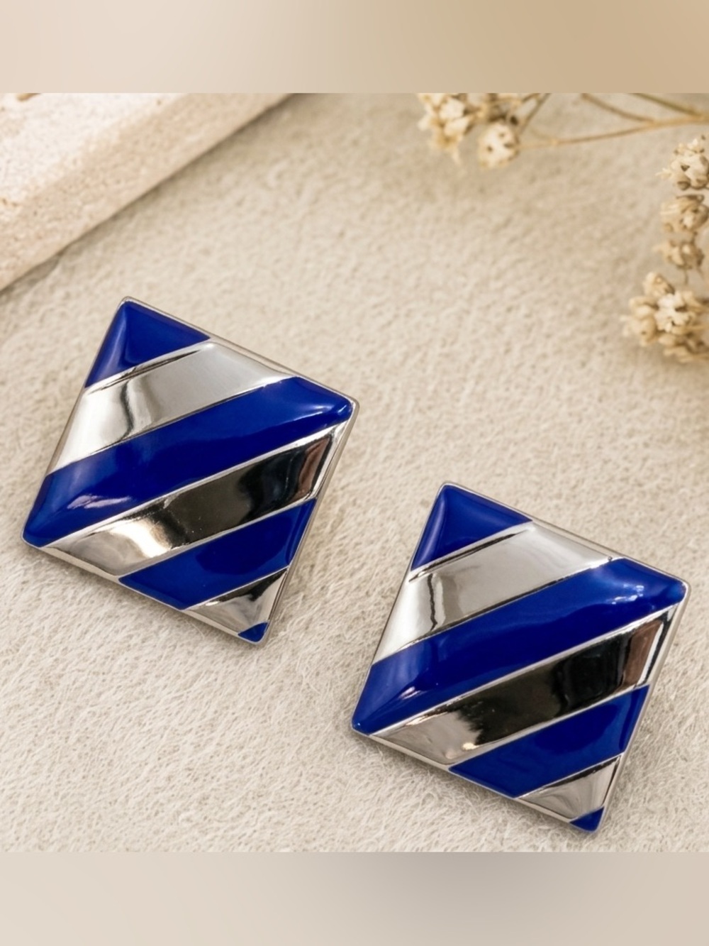 Purple and Silver Geometric Earrings